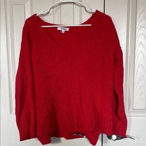 Coral Red V-Neck Sweater